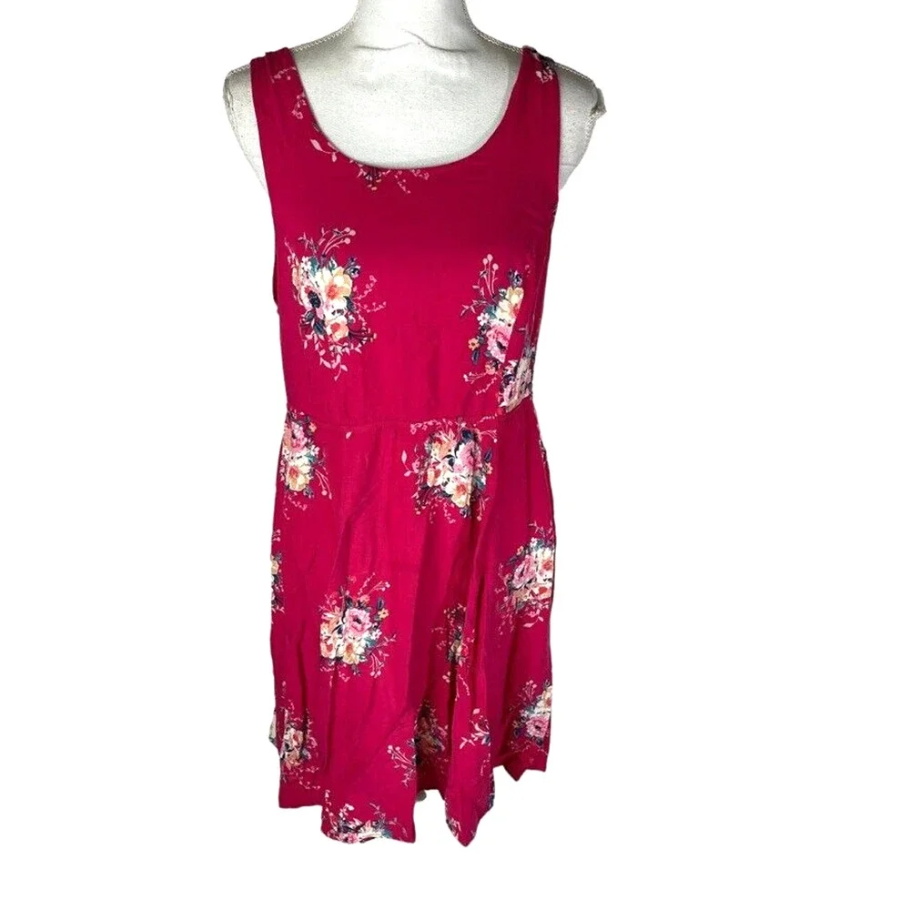 Torrid Womans‎ Sz 0 12 Floral Dress Sz Pink Tie Back Open Cutout